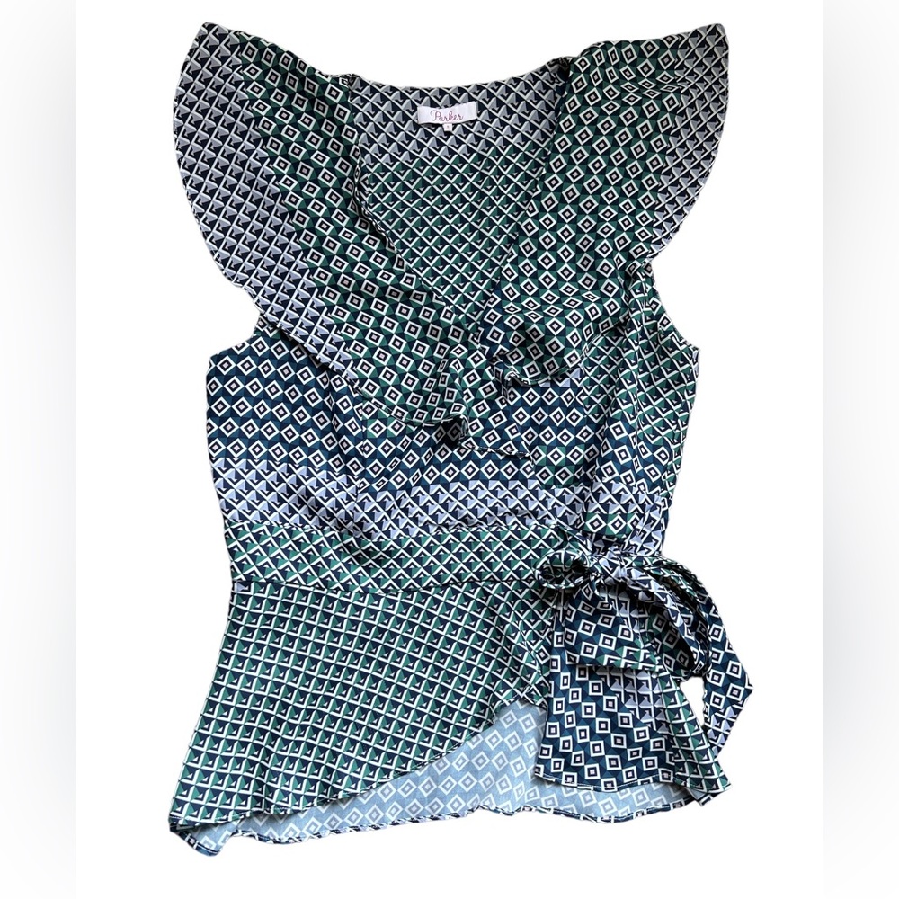 Parker ruffle sleeved wrap top small